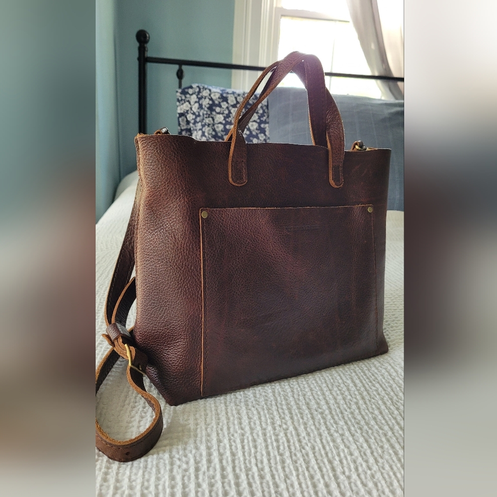 Portland Leather Brown Crossbody Medium Tote